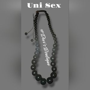 Uni Sex Blk Beaded Necklace
